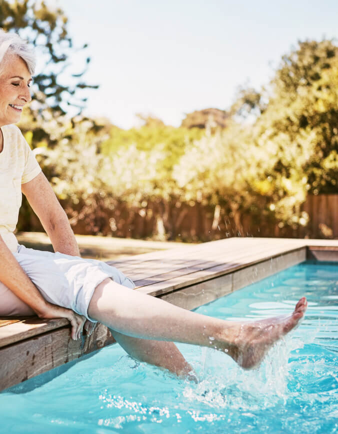 person by the pool