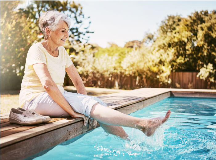 person by the pool